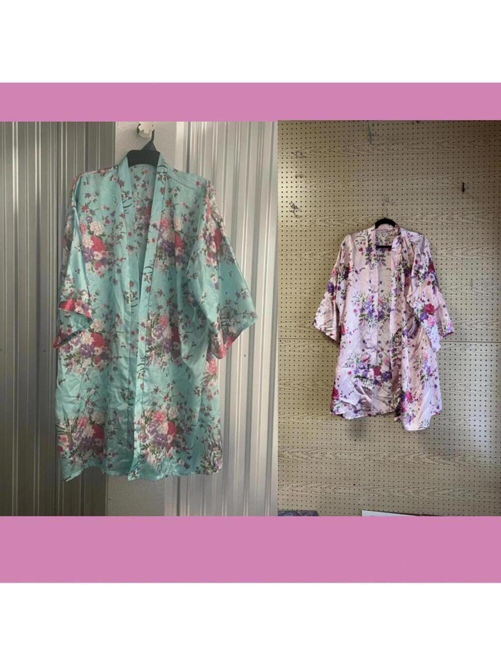 🇺🇸Unbranded Blue and pink Floral Open Front Kimono Sleep Robe Loungewear